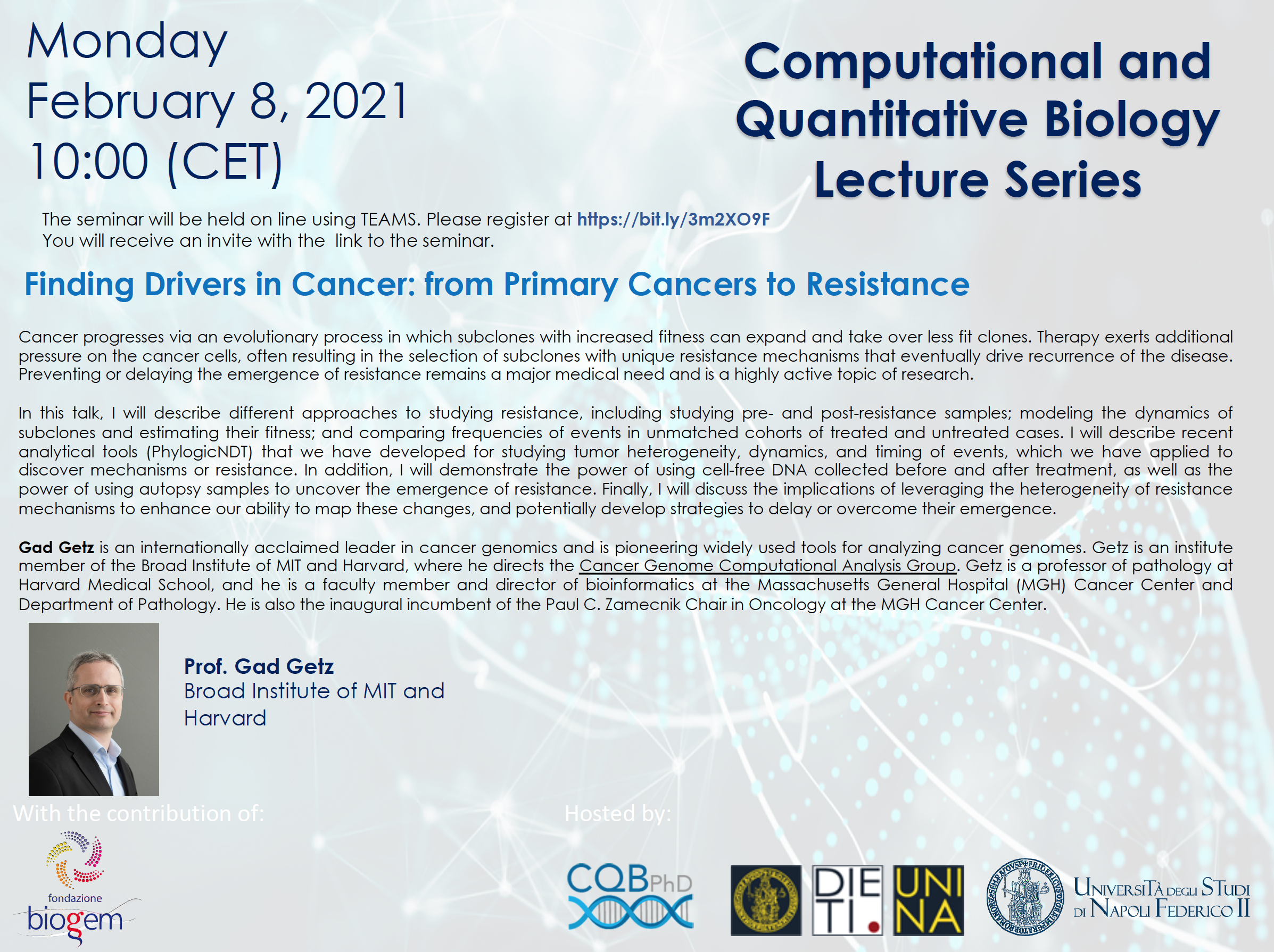 Top scientist di Harvard ai seminari UniNa sponsorizzati da Biogem
