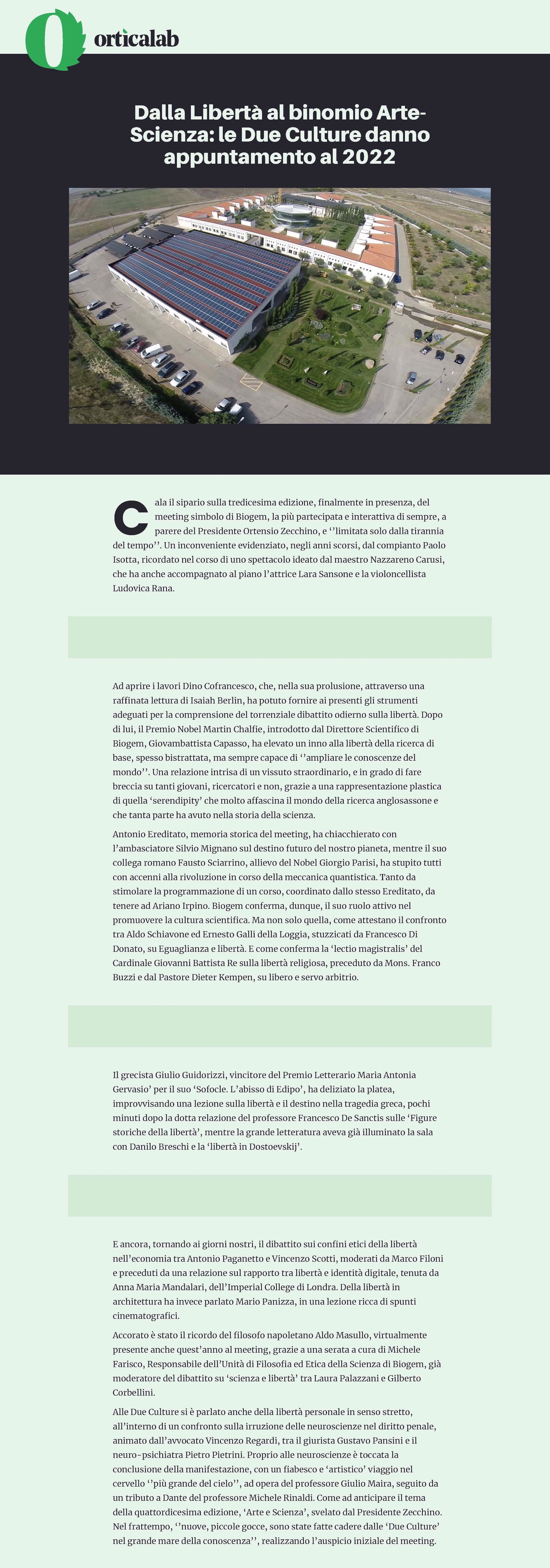 Dalla Libertà al binomio Arte-Scienza: le Due Culture danno appuntamento al 2022