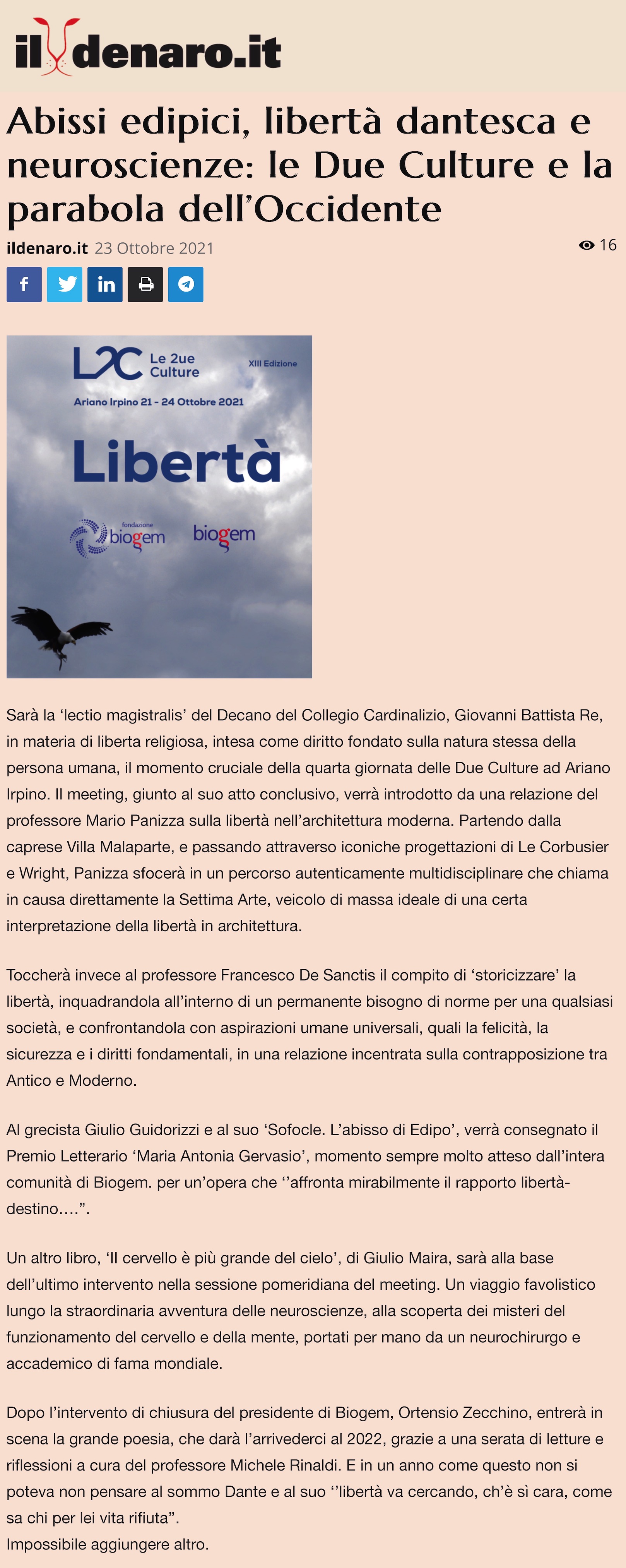 Abissi edipici, libertà dantesca e neuroscienze: le Due Culture e la parabola dell’Occidente