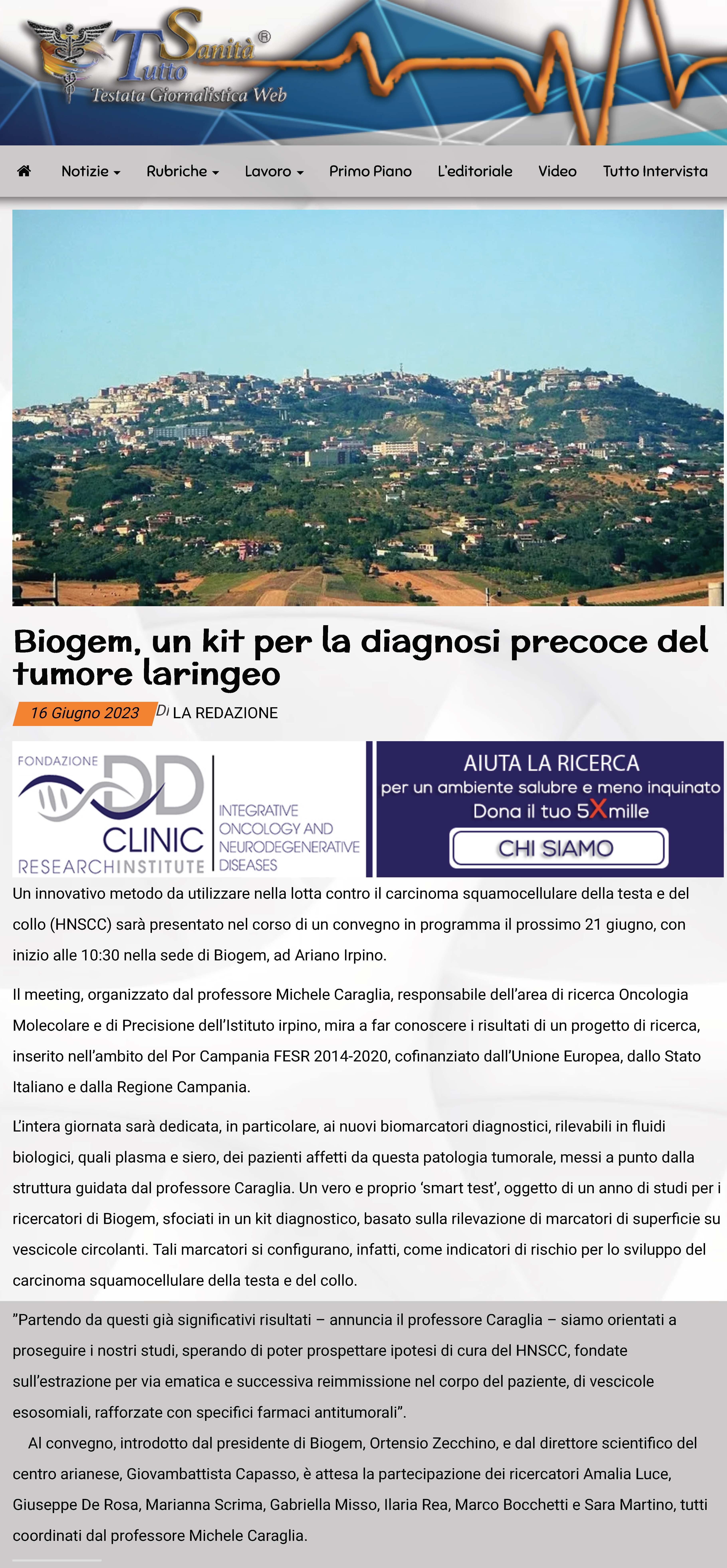 Biogem, un kit per la diagnosi precoce del tumore laringeo