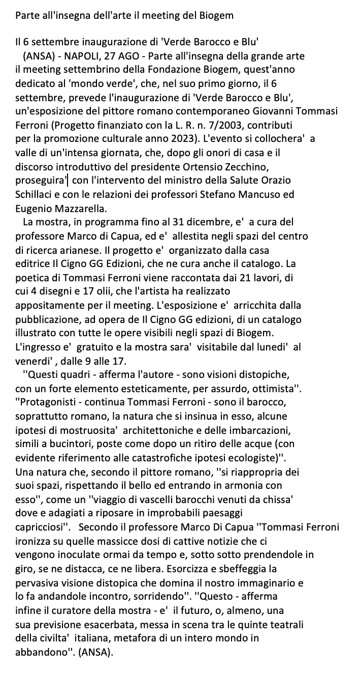 Parte all'insegna dell'arte il meeting del Biogem