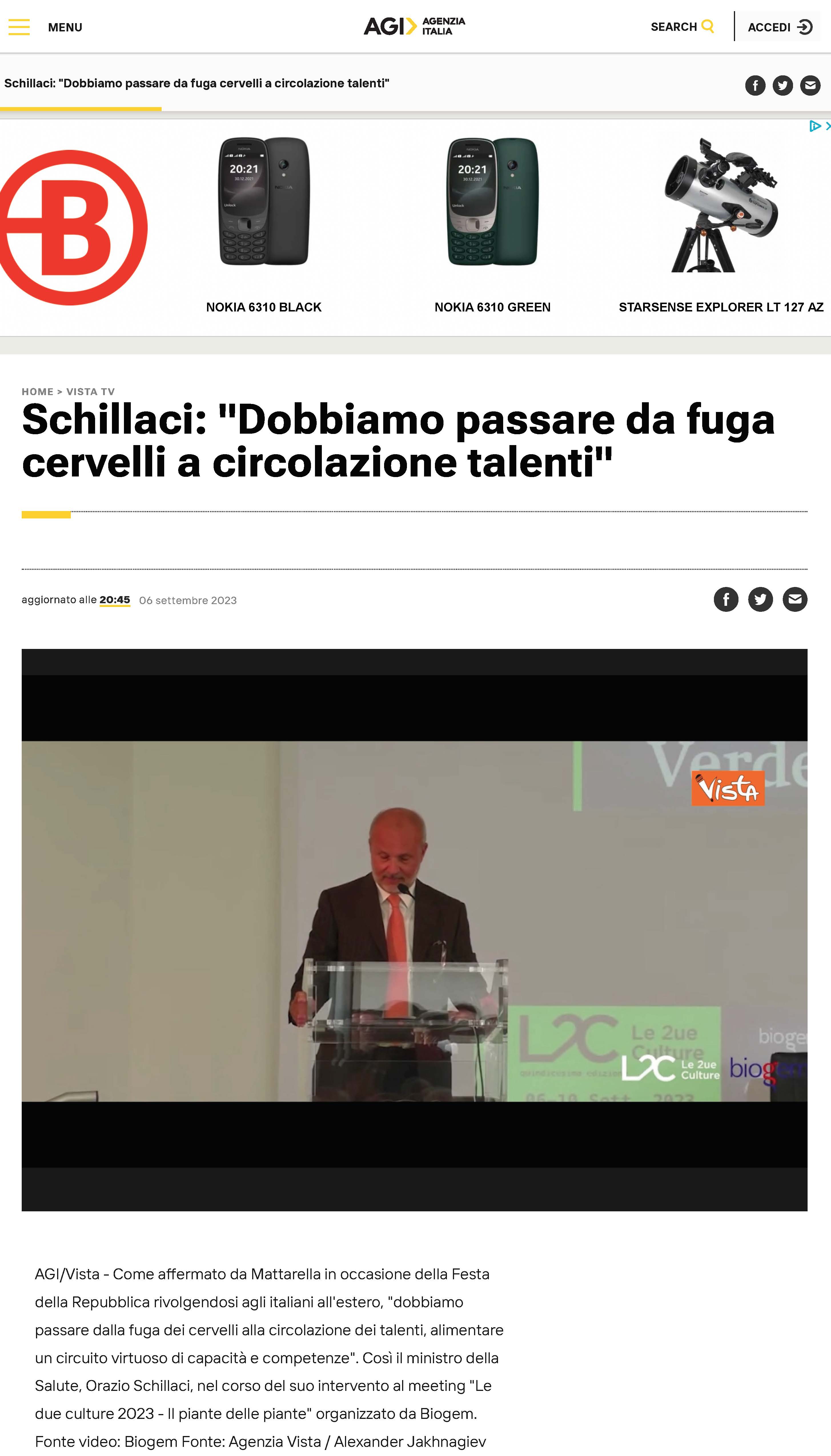 Schillaci: "Dobbiamo passare da fuga cervelli a circolazione talenti"