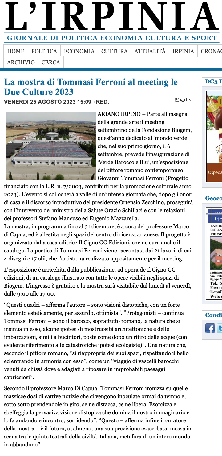 La mostra di Tommasi Ferroni al meeting le due culture 2023