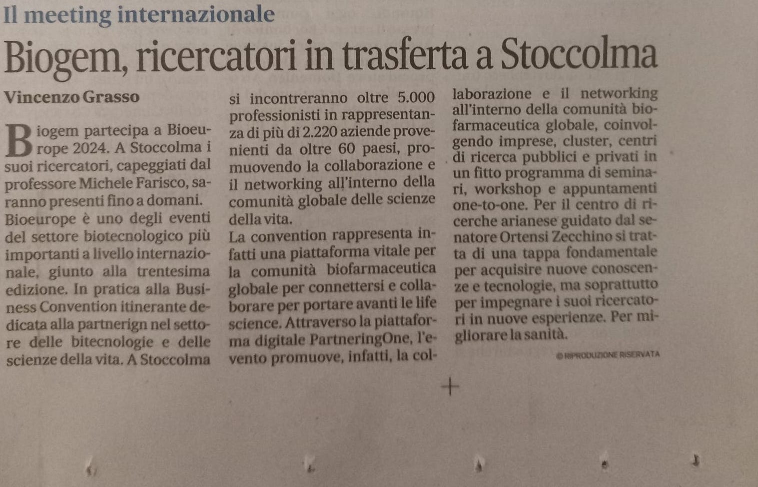 BIOGEM, ricercatori in trasferta a Stoccolma